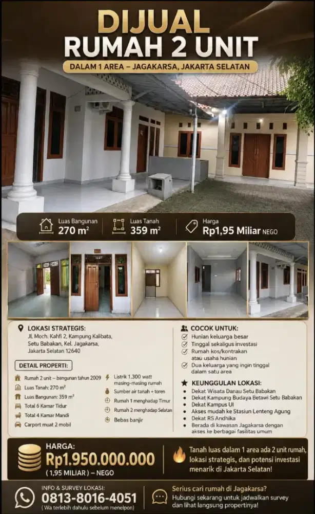 DIJUAL MURAH 2 RUMAH JAKARTA SELATAN