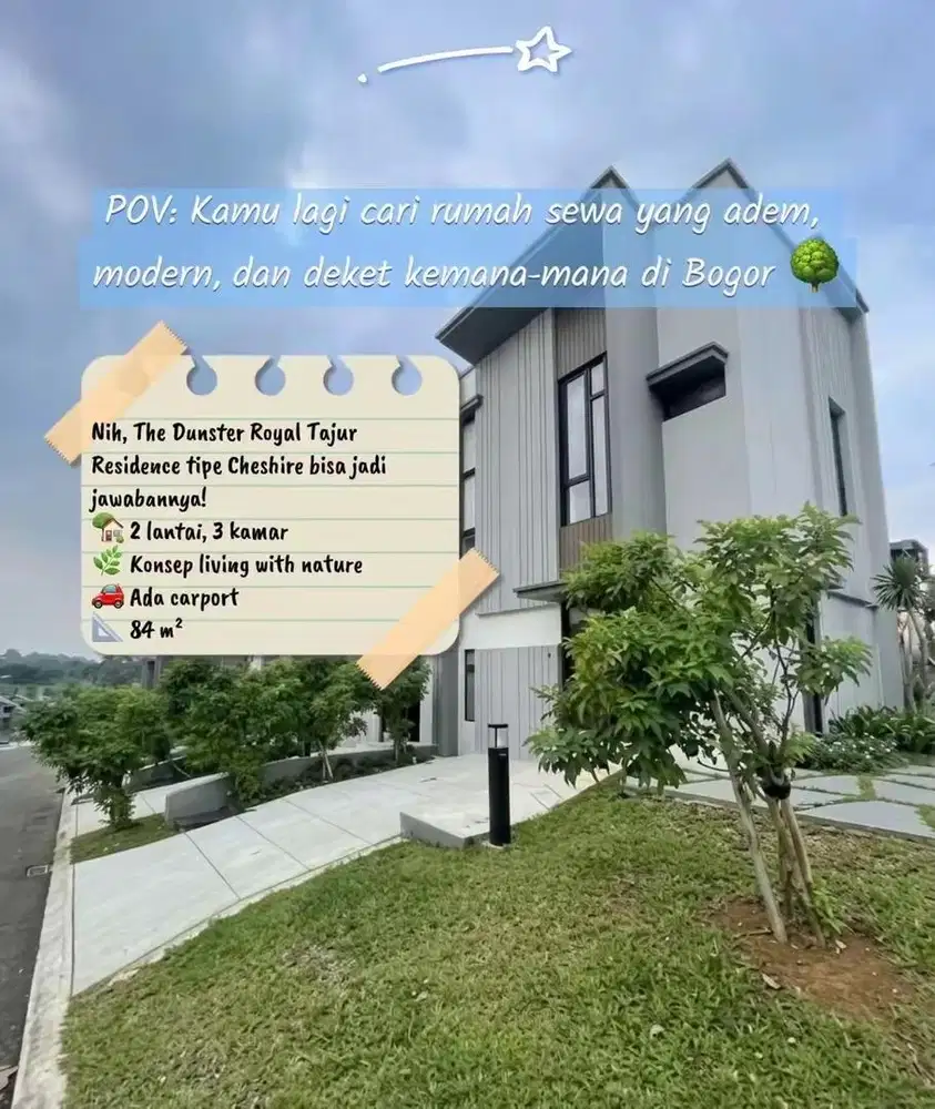 DISEWAKAN! Rumah cantik di The Dunster Royal Tajur Residence