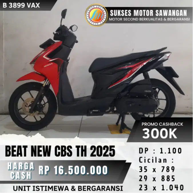 ISTIMEWA HONDA NEW BEAT CBS TH 2025 MERAH MULUS BISA KREDIT BERGARANSI