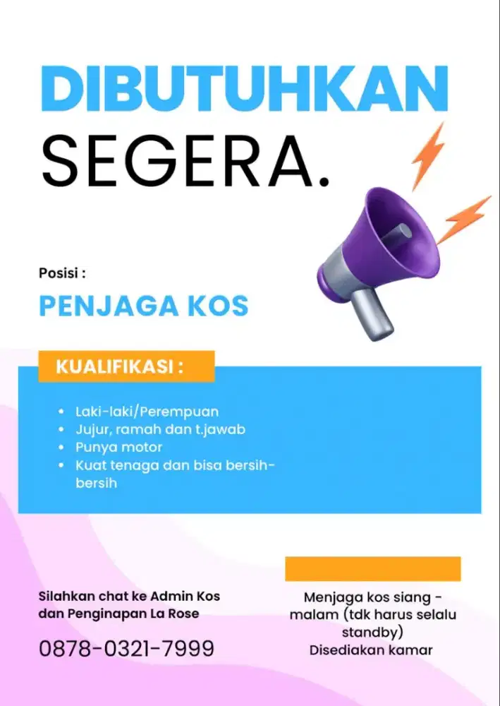 Penjaga dan bersih2 kamar