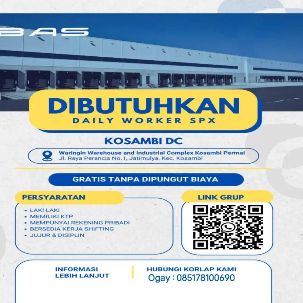 Lowongan Kerja Dery Worker/DW