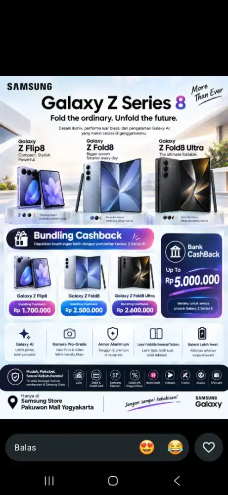 PROMK CICILAN Z FOLD 8 ( 12/256) Cicilan mulai 1 jutaan saja
