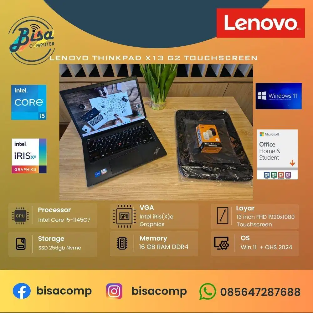 Lenovo thinkpad X13 Gen2 Core i5 11th Gen SSD 256gb Ram 16gb 13inchFHD