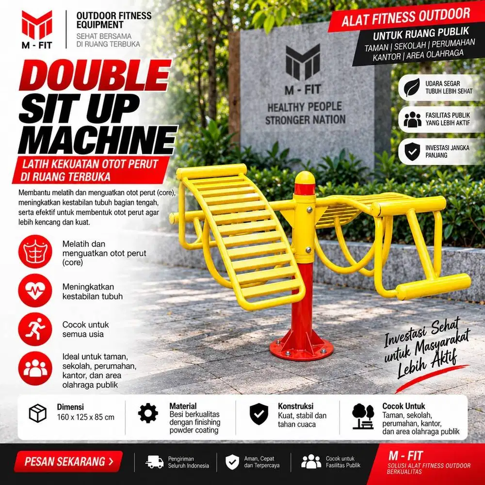 JUAL DOUBLE SIT UP MACHINE SURABAYA | ALAT FITNESS OUTDOOR