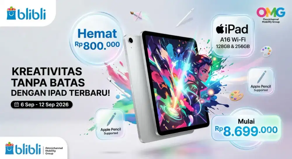 iPad A16 garansi Blibli + Free Garansi 3th untuk human error!