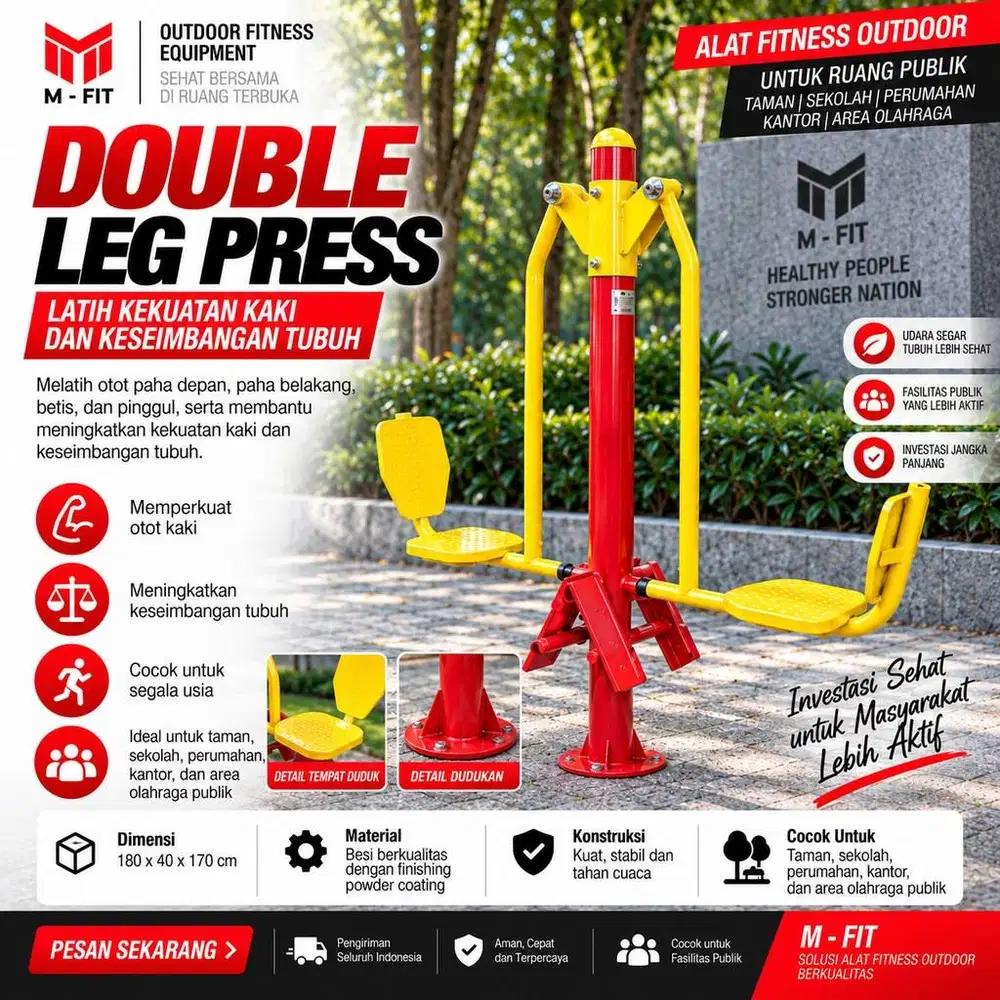 JUAL DOUBLE LEG PRESS SURABAYA | ALAT FITNESS OUTDOOR
