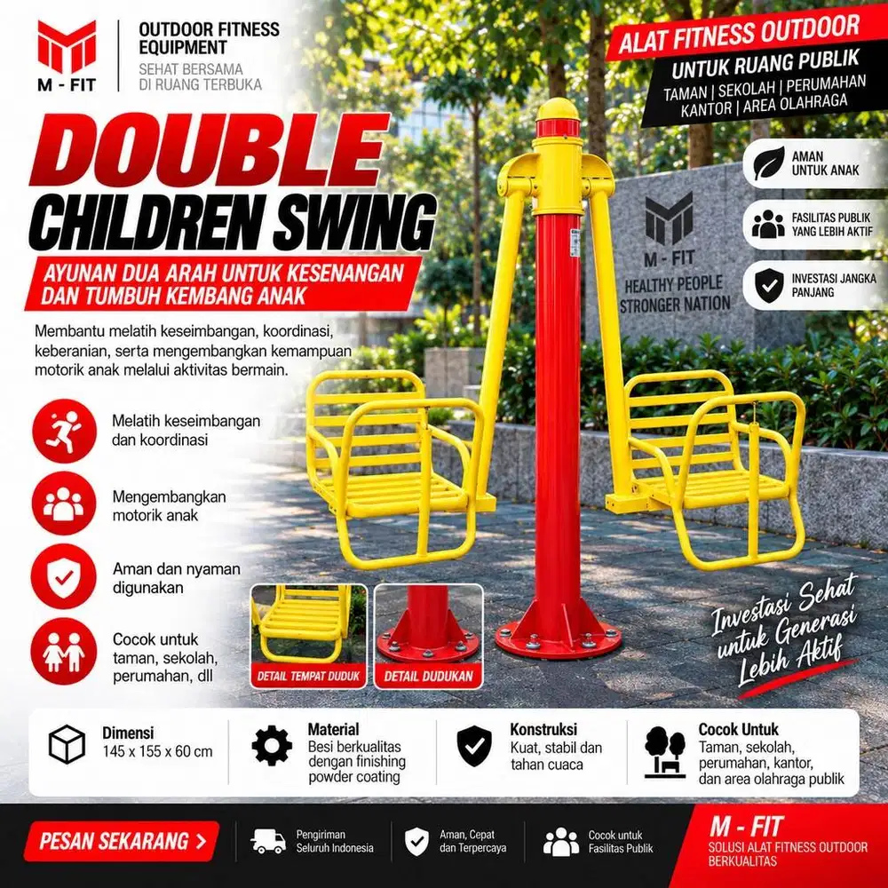 JUAL DOUBLE CHILDREN SWING SURABAYA | AYUNAN ANAK OUTDOOR BERKUALITAS