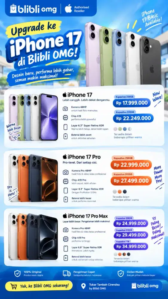 iPhone 17 series garansi Blibli | free asuransi up to 2th