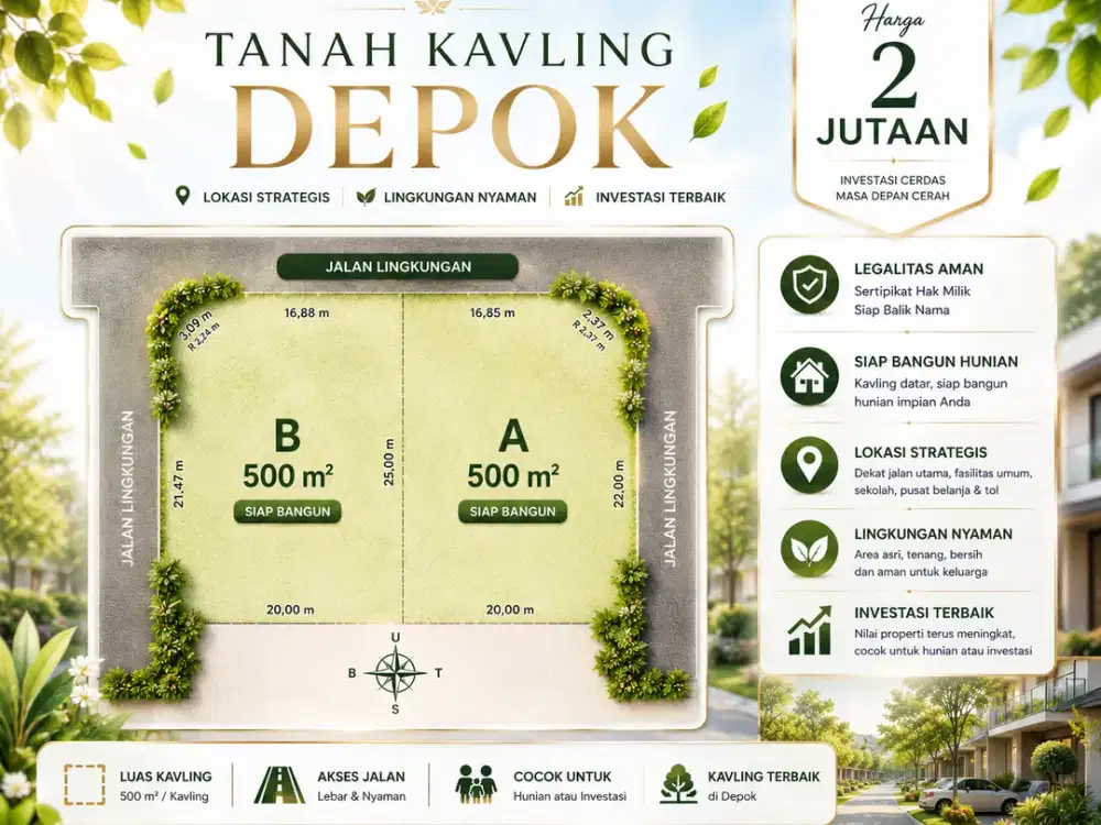 Tanah Murah 2 Jt-An, Hanya 8 Menit The Park Sawangan Mall, SHM