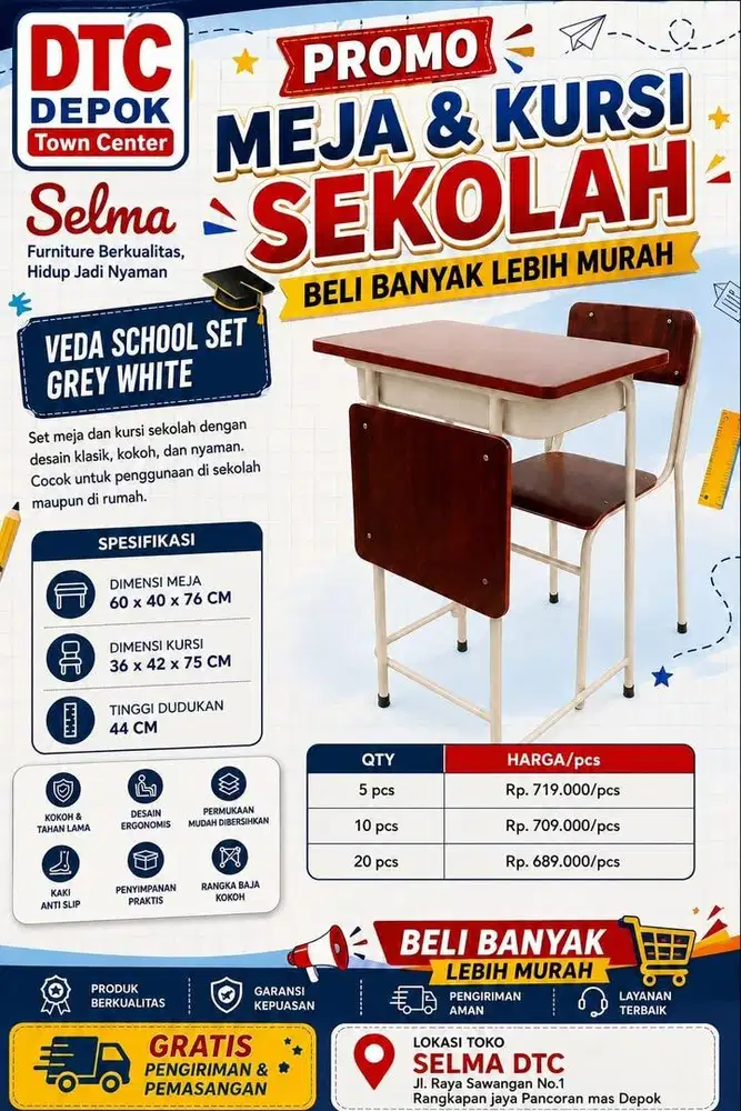 VEDA MEJA & KURSI SET SEKOLAH