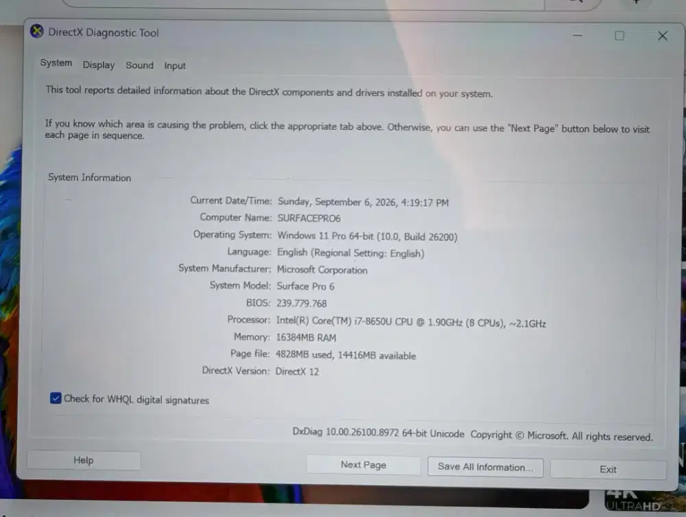 Microsoft Surface Pro 6 UK | i7 RAM 16GB SSD 512GB