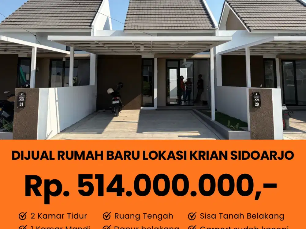 Jual rumah baru ready stock tipe camar lokasi Java residence cluster 3 krian