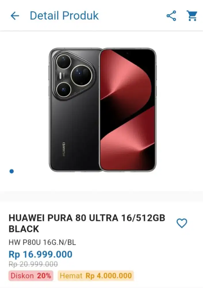 CICILAN HUAWEI PURA 80 ULTRA 16/512GB BLACK