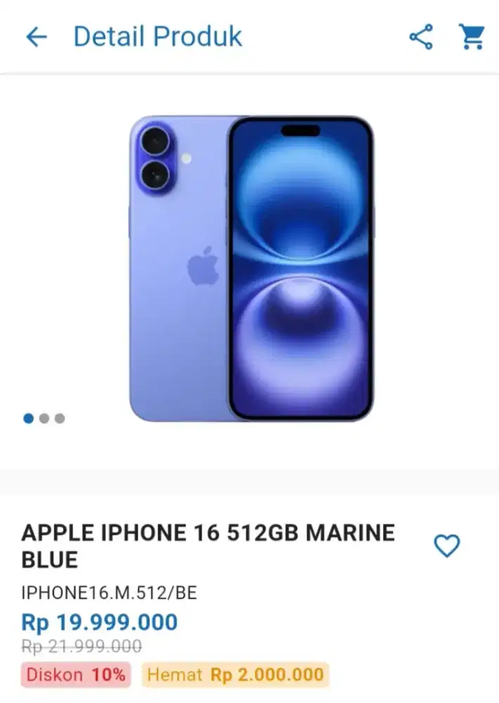 CICILAN APPLE IPHONE 16 512GB MARINE BLUE
