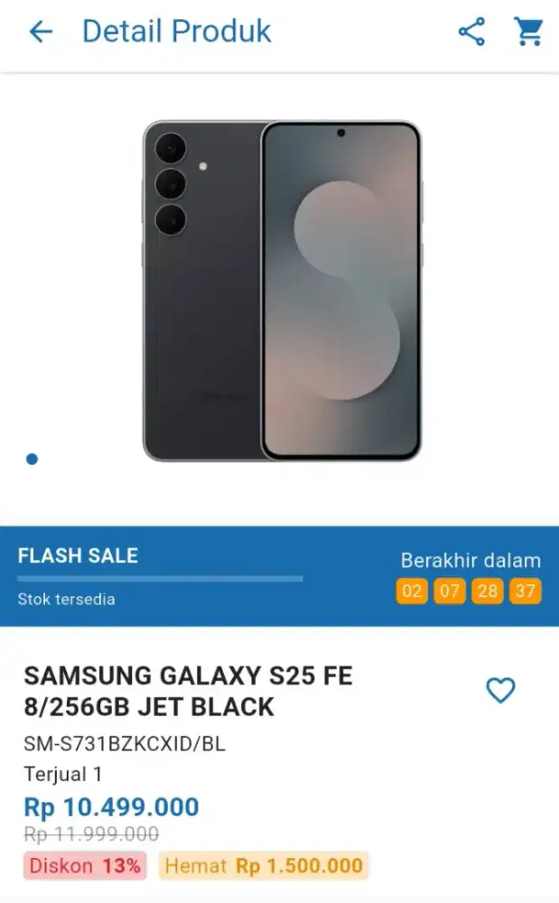 CICILAN SAMSUNG GALAXY S25 FE 8 256GB JET BLACK