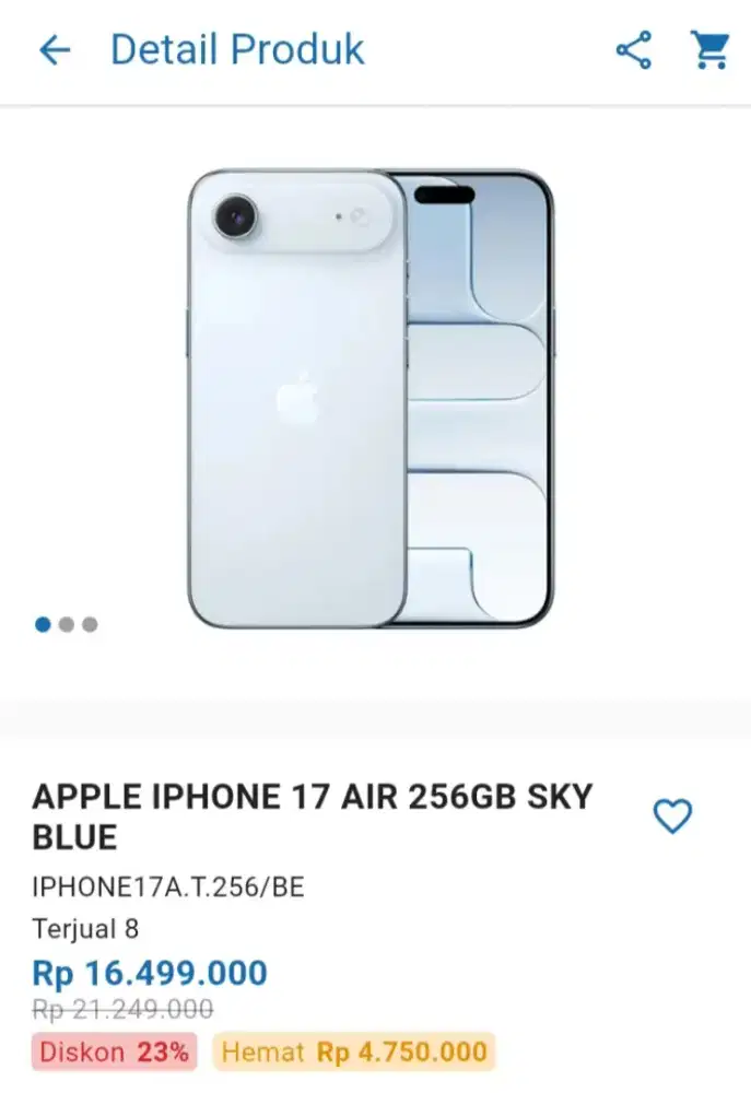CICILAN APPLE IPHONE 17 AIR 256GB SKY BLUE