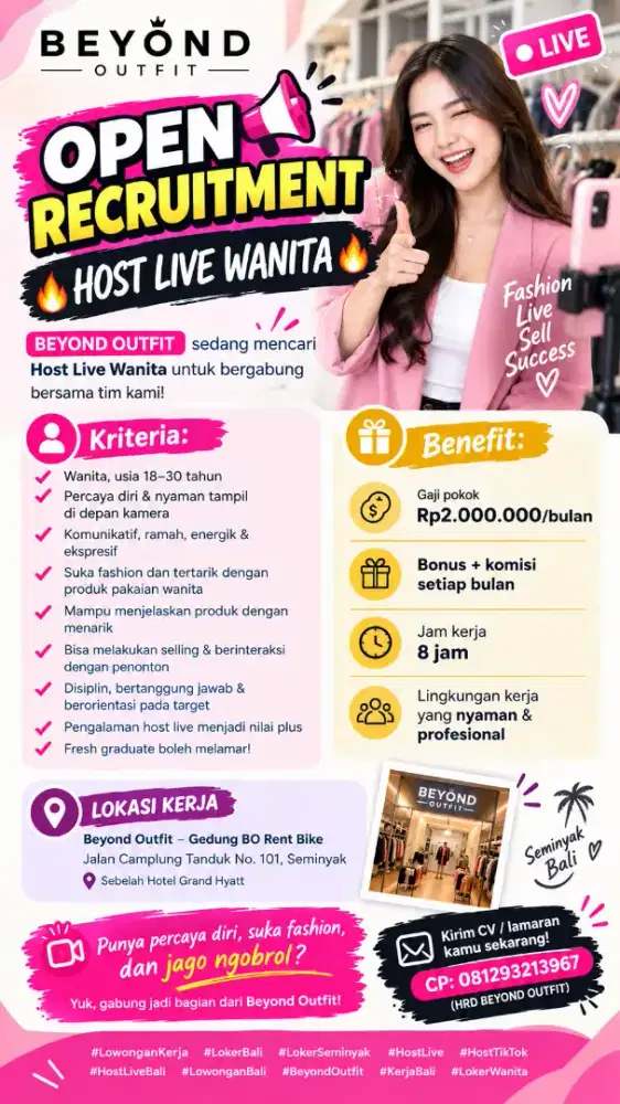 Open Recruitment Hostlive Wanita