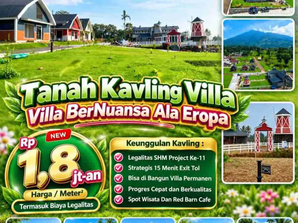 JUAL TANAH KAVLING EKSLUSIF VIEW 2 GUNUNG DGN NUANSA EROPA DIBOGOR SELATAN