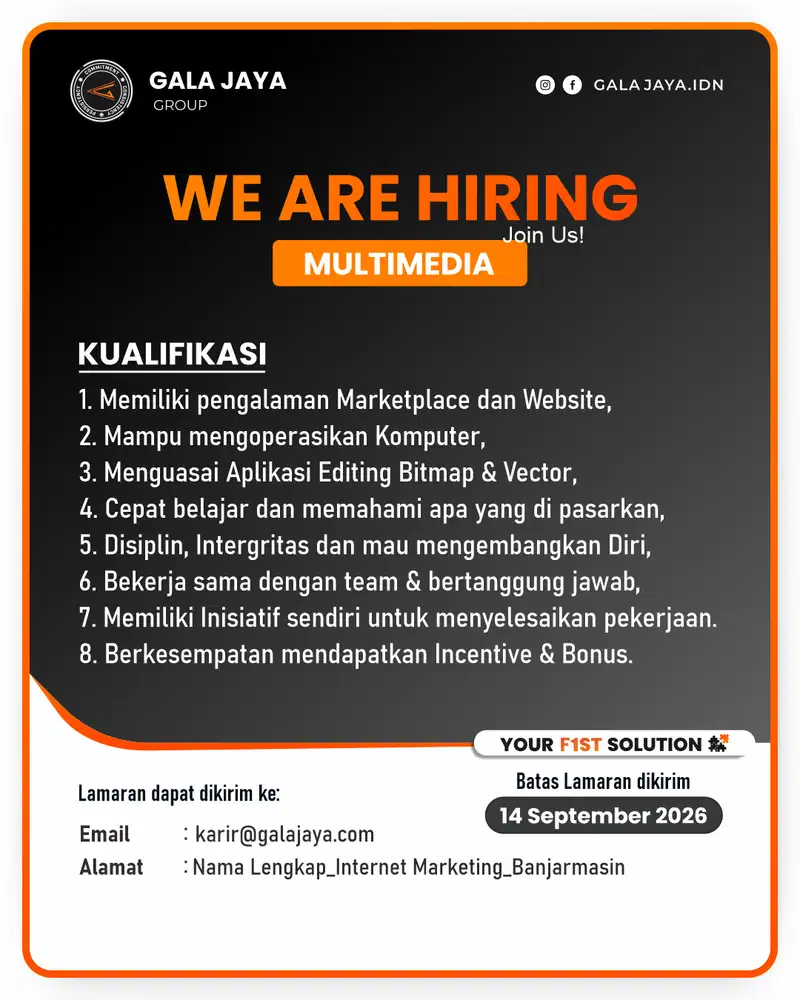 Lowongan Kerja Team Marketing - Multimeda - Sales