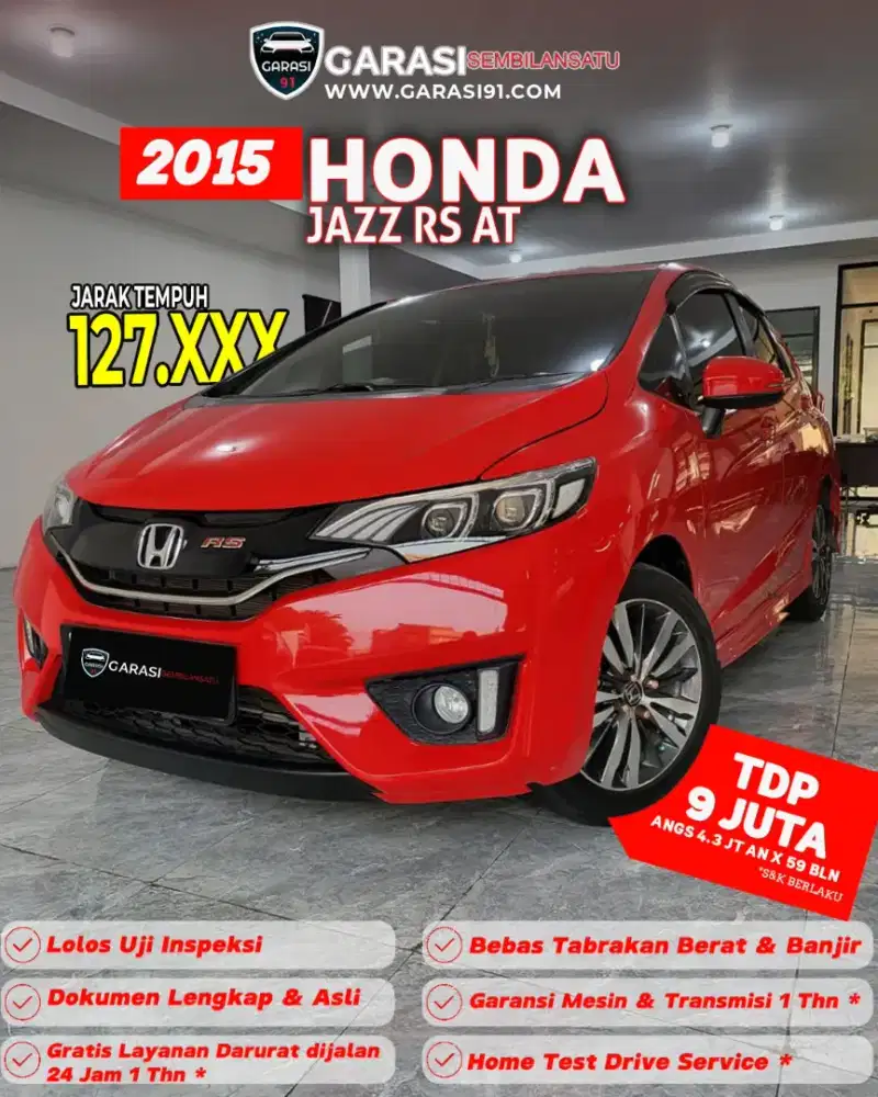 ‼️[ TDP 9 Jt ] ‼️Honda Jazz Rs 1.5 At 2015