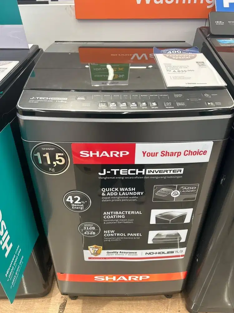 CICILAN RINGAN BUNGA RENDAH SHARP WASH MACH TL ES-M1150XT-SM 11KG