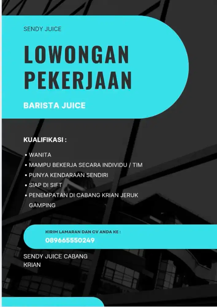 Barista juice / penjaga,pembuat es juice