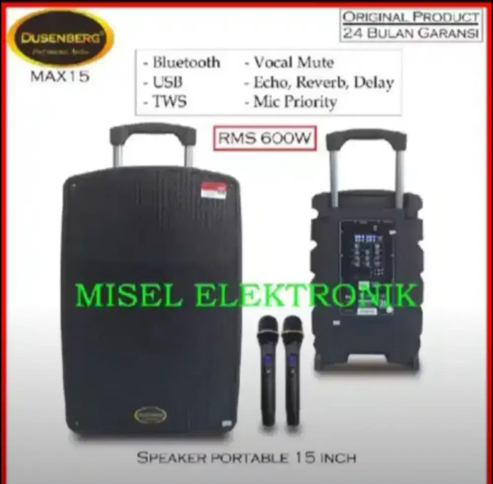 Speaker portable 15 inch bluetooth dusenberg maxx 15 garansi 2 tahun