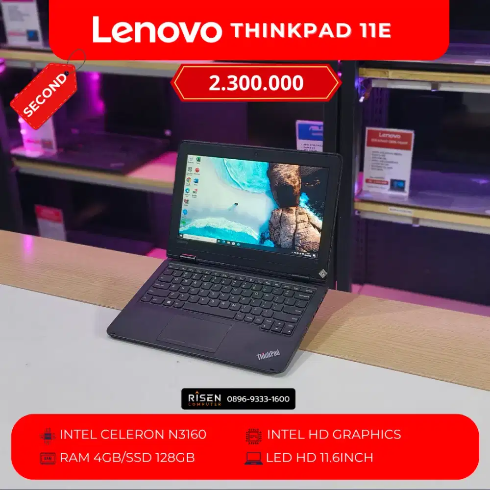 LENOVO THINKPAD 11E Intel Celeron N3160 RAM 4GB SSD 128GB HD 11,6Inch