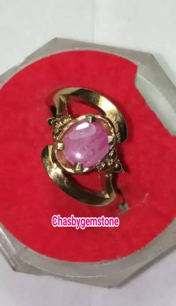 Cincin batu ruby belang birma-Batu permata Ruby birma top crystal