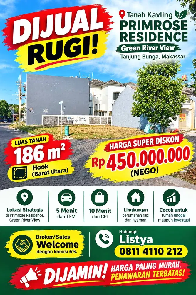 DIJUAL RUGI TANAH KAVLING, 20% diskon dari harga modal + Nego.
