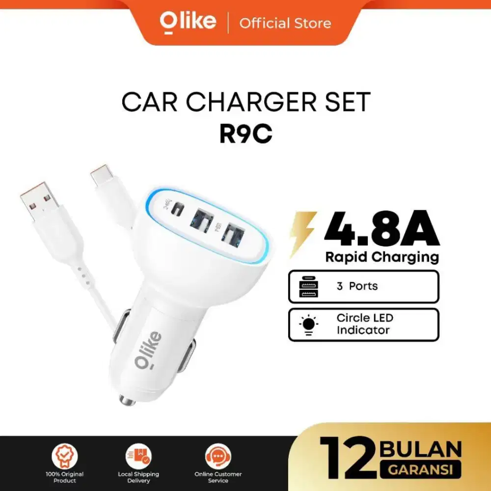 OLIKE Car Charger R9C Set + Free Cable Output Up To 4.8A