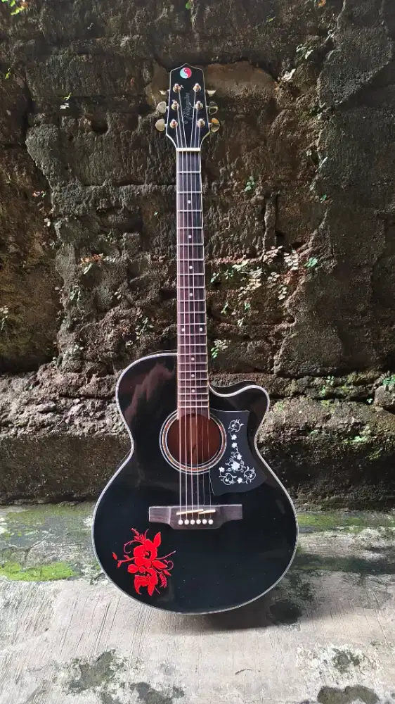 Gitar Full Solid Mahogany, Akustik Elektrik, Custom.