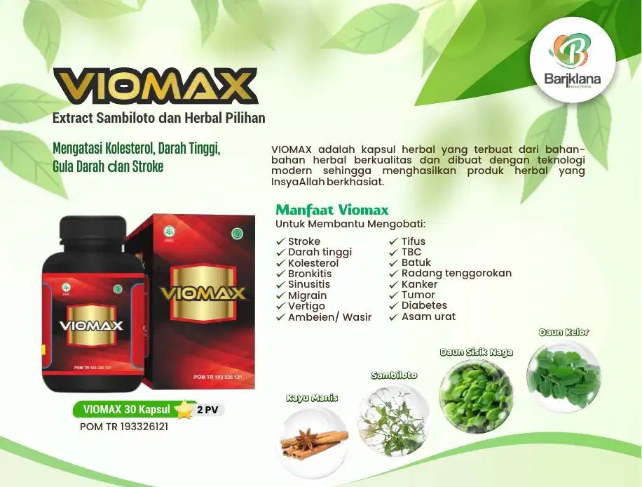 VIOMAX Ekstrak Sambiloto meredakan Darah Tinggi, Kolesterol, Migrain