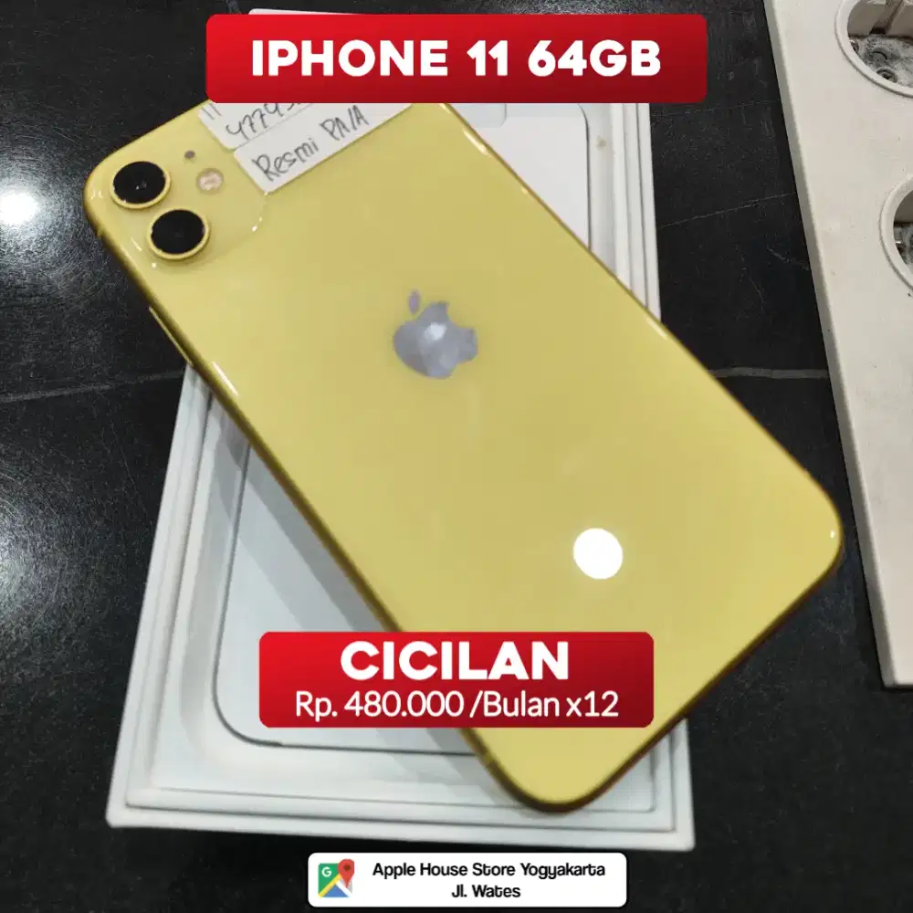 KREDIT IPHONE 11 64GB YELLOW GARANSI IBOX TANPA DP