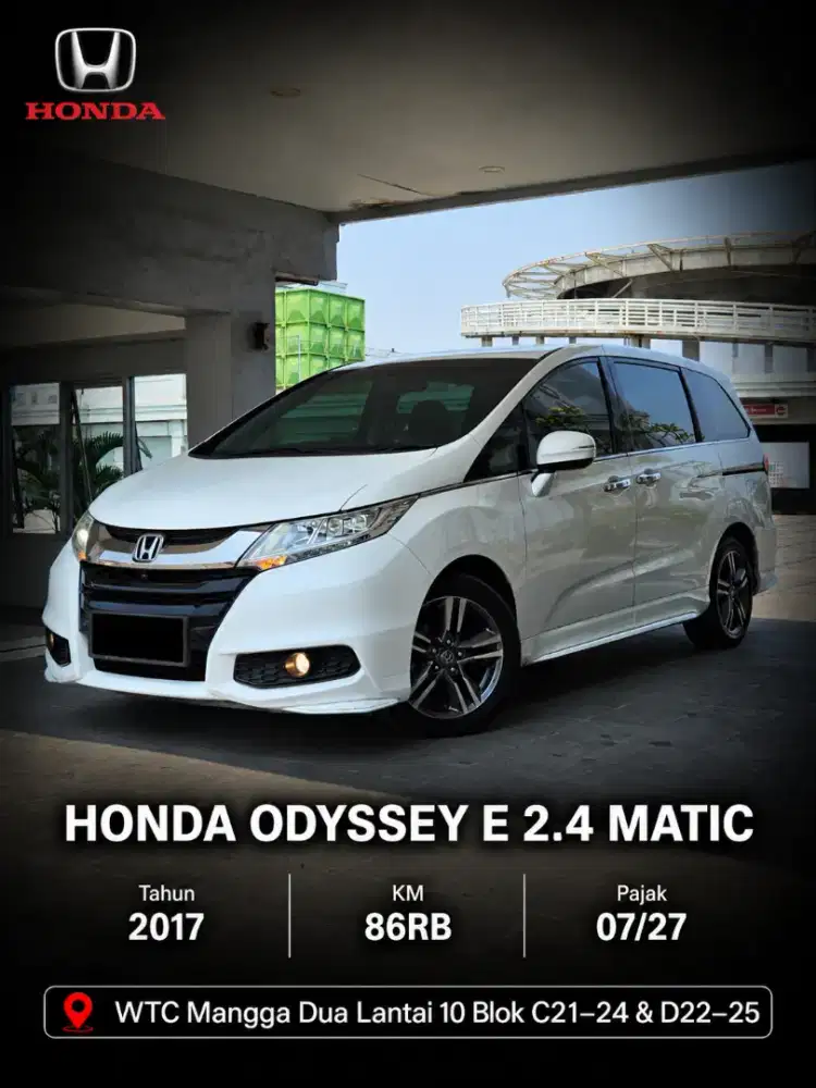 Honda Odyssey E Cvt matic tahun 2017 putih