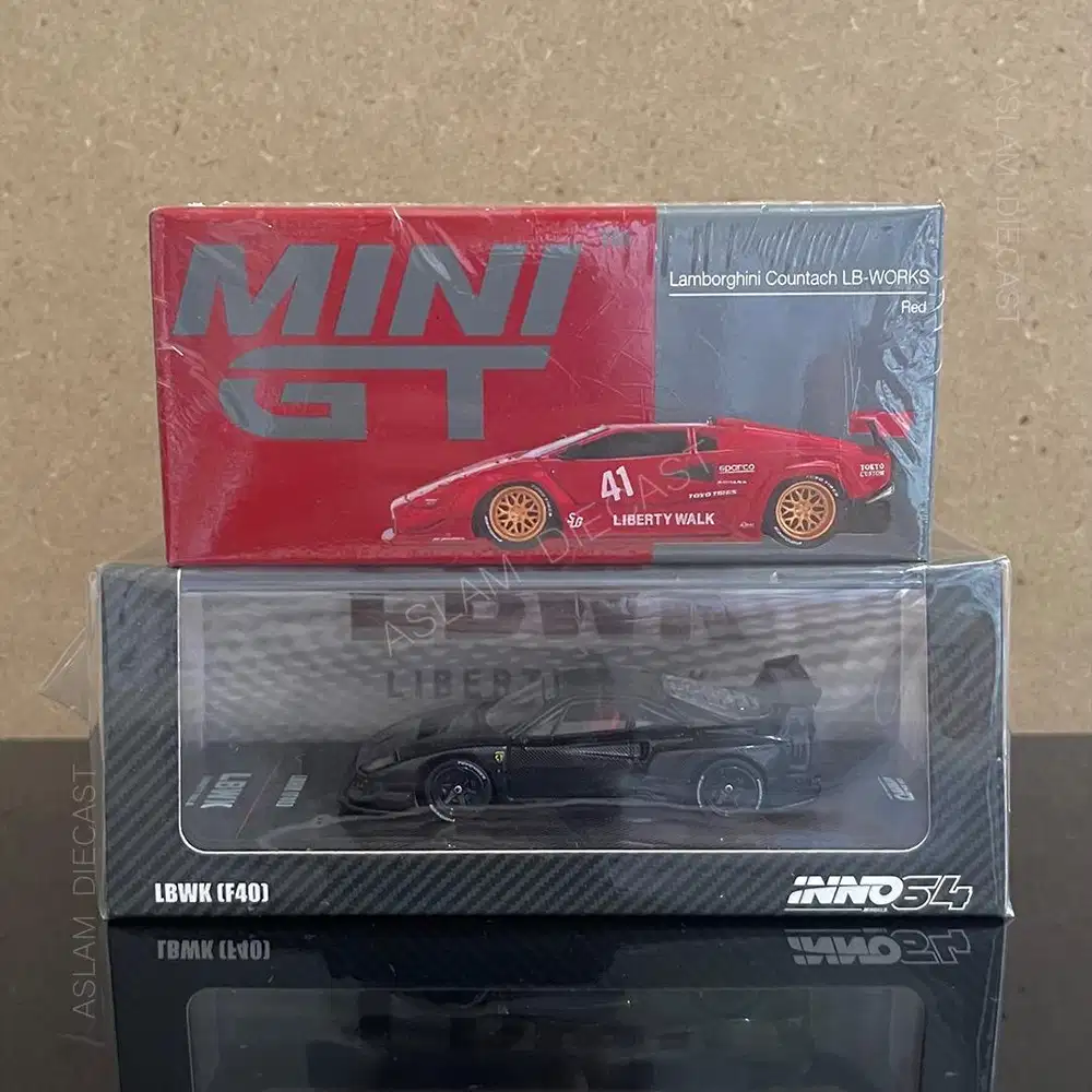 MINI GT Lamborghini Countach LB-WORKS & INNO64 LBWK Ferrari F40