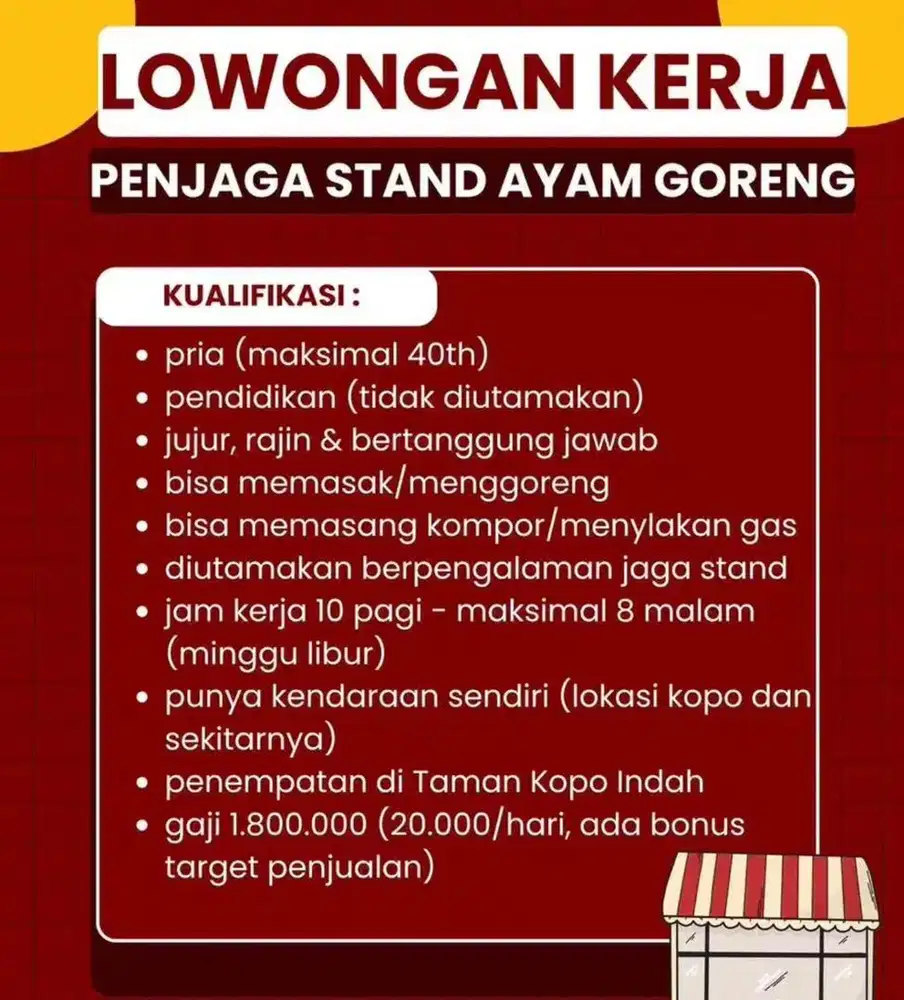 Loker penjaga stand gerobakan di TKI