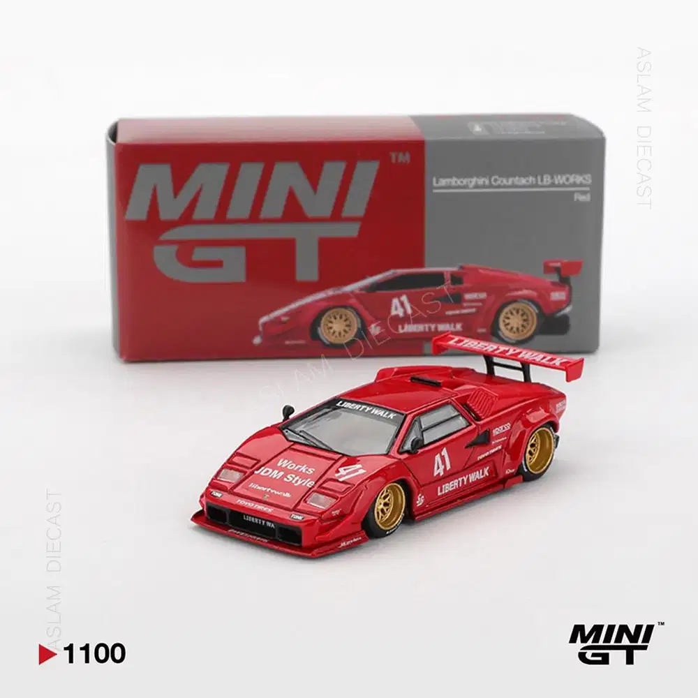 MINI GT Lamborghini Countach LB-WORKS Red Diecast Hobi Koleksi LBWK