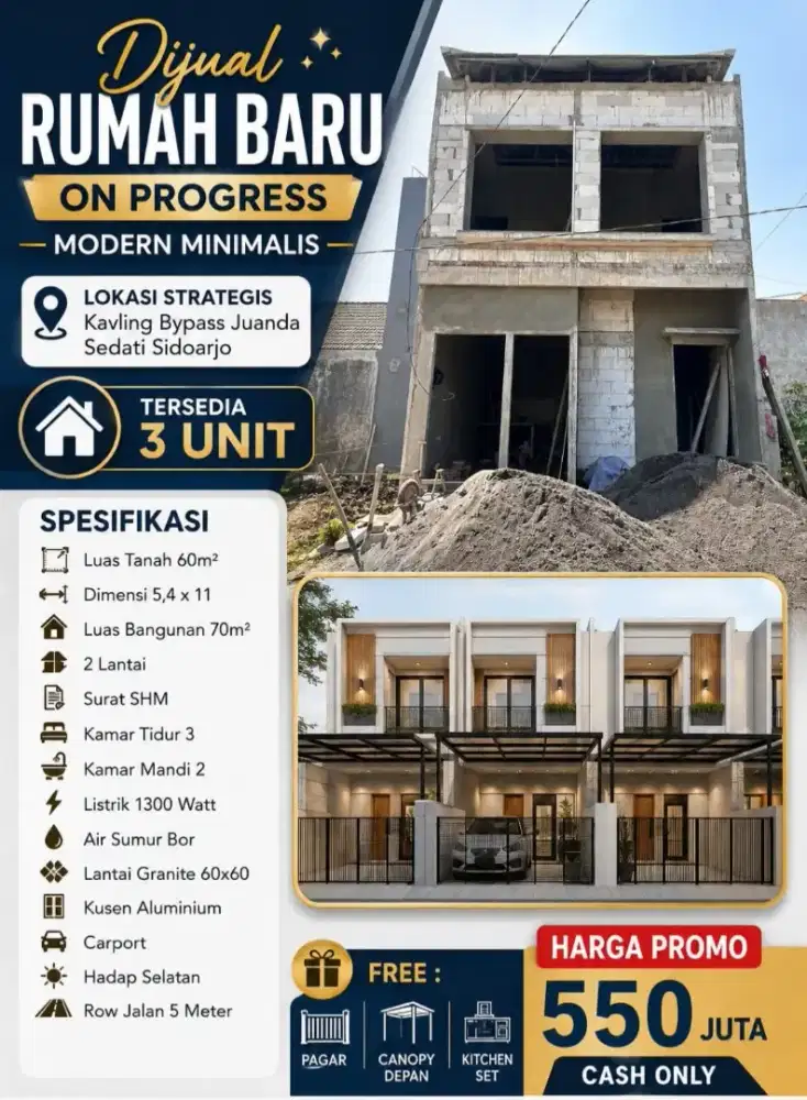 RUMAH BARU 2LT MODERN BYPASS JUANDA SEDATI DARJO