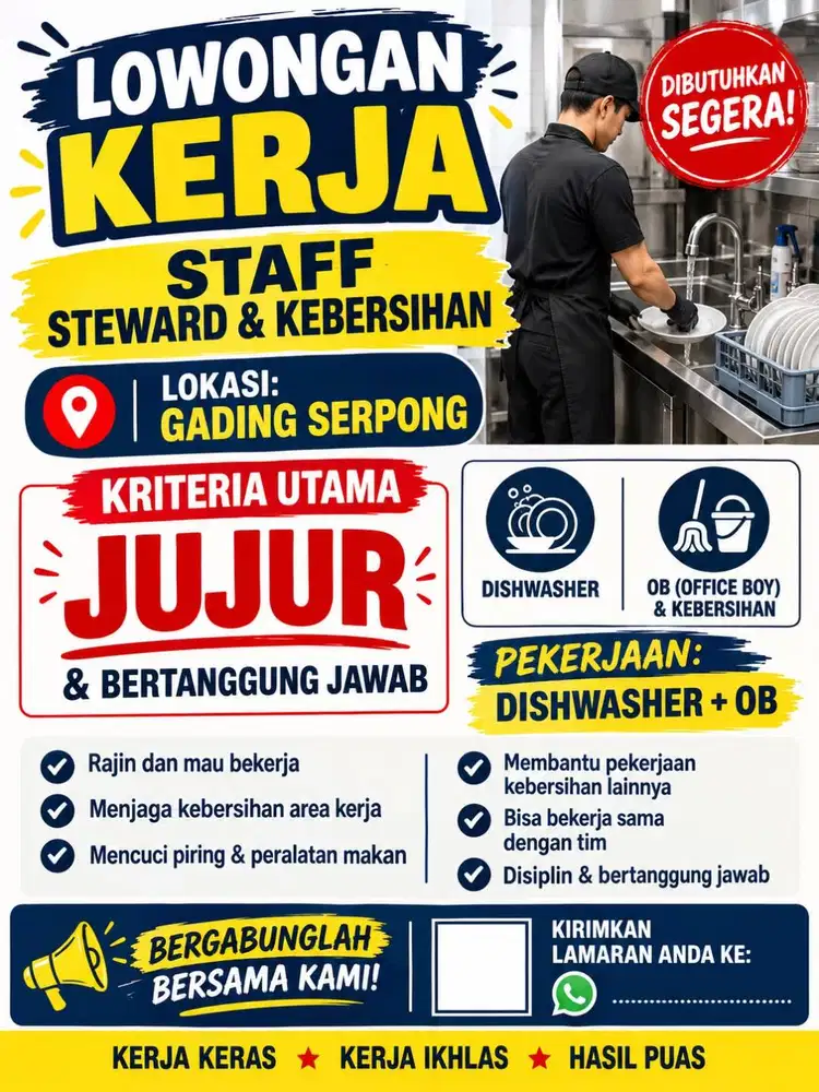 Dicari Tenaga kebersihan