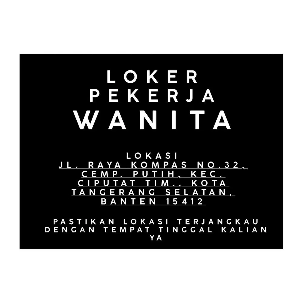 LOWONGAN KERJA WANITA