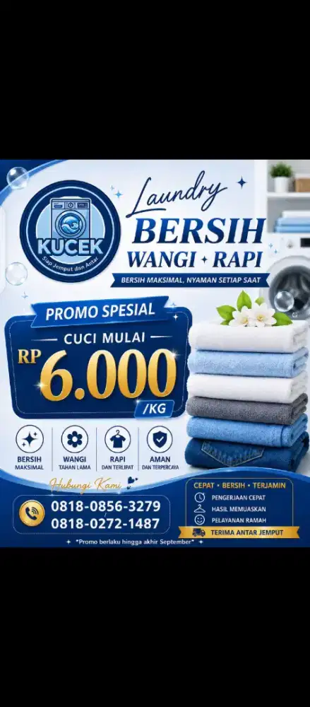 Laundry kiloan yg siap jemput dan antar