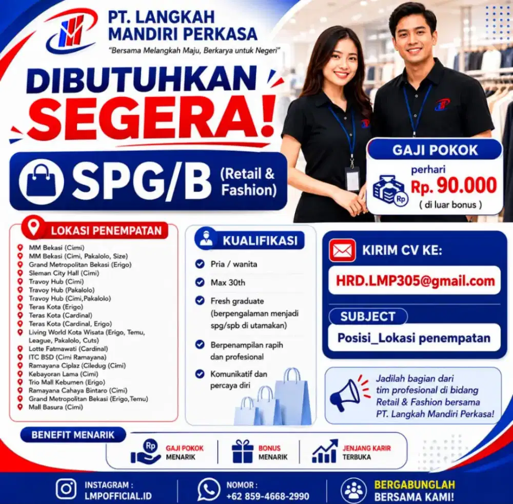 DIBUTUHKAN SEGERA SPG/B