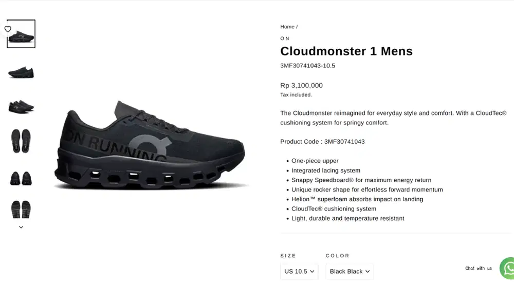 SEPATU On Cloudmonster 1 Mens (NEW/EU 43)