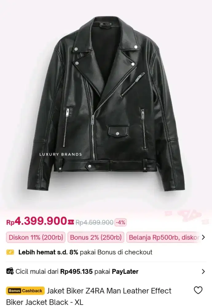 JAKET KULIT ZARA MAN UK. XXL