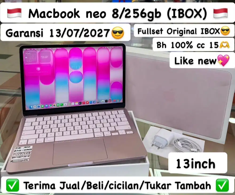 Macbook Neo 8/256 Gb Pink Ibox Resmi masih garansi