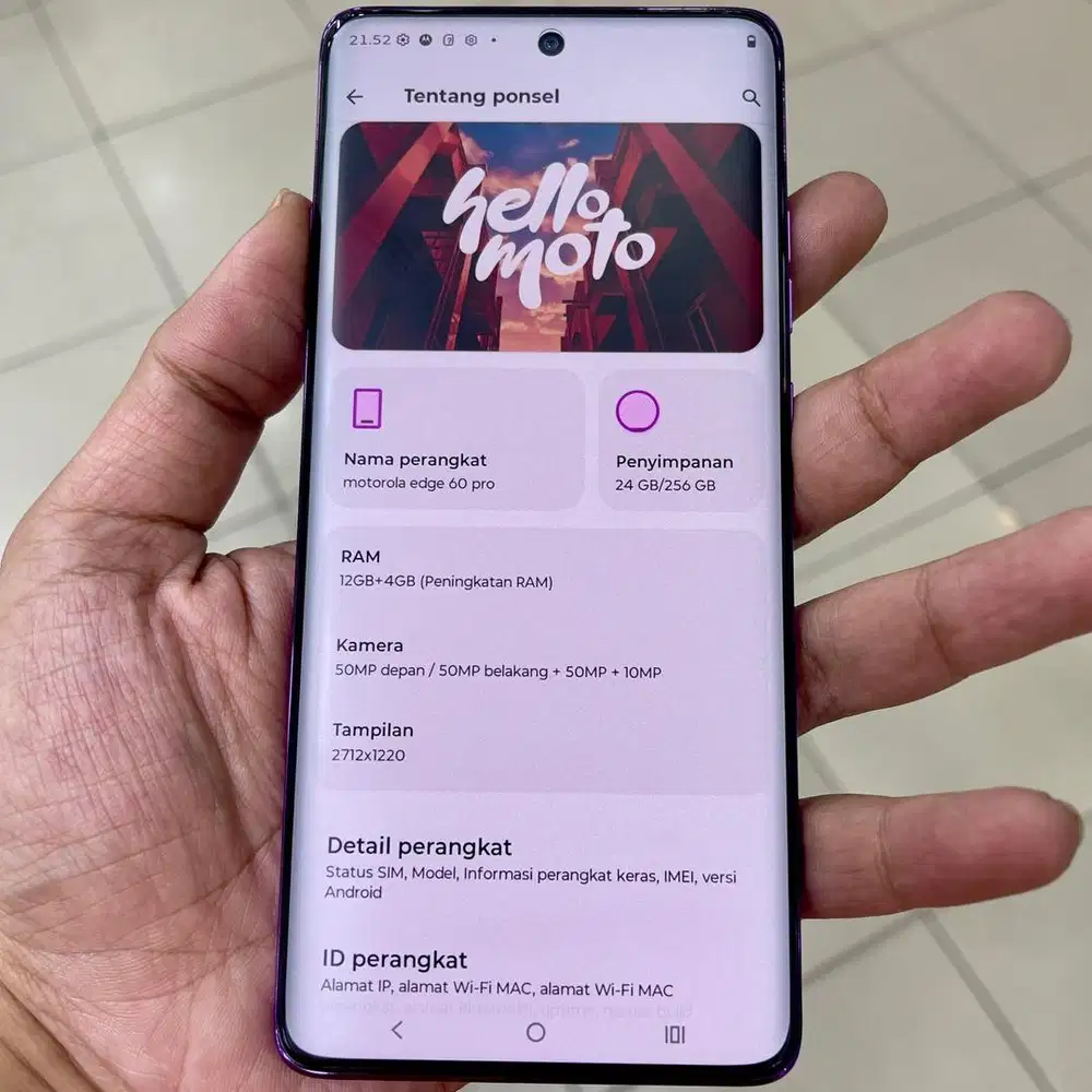 Motorola edge 60 pro ram 12 / 256 resmi fullset original