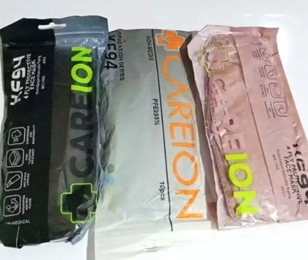 Masker KF94 Hijab Careion isi 10pcs Ready Warna Hitam dan Pink