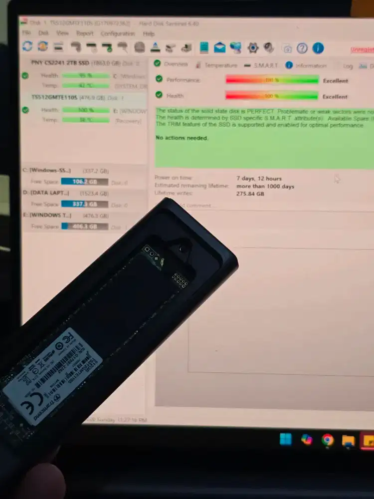 SSD NVME TRANSCEND 512GB GEN 3 TS512GMTE110S