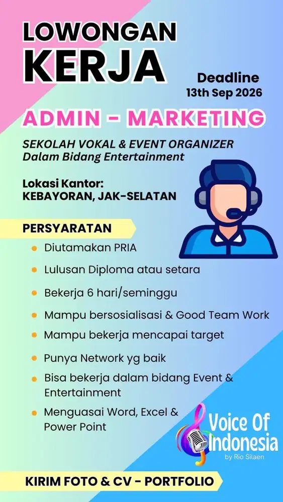 LOWONGAN ADMIN - MARKETING